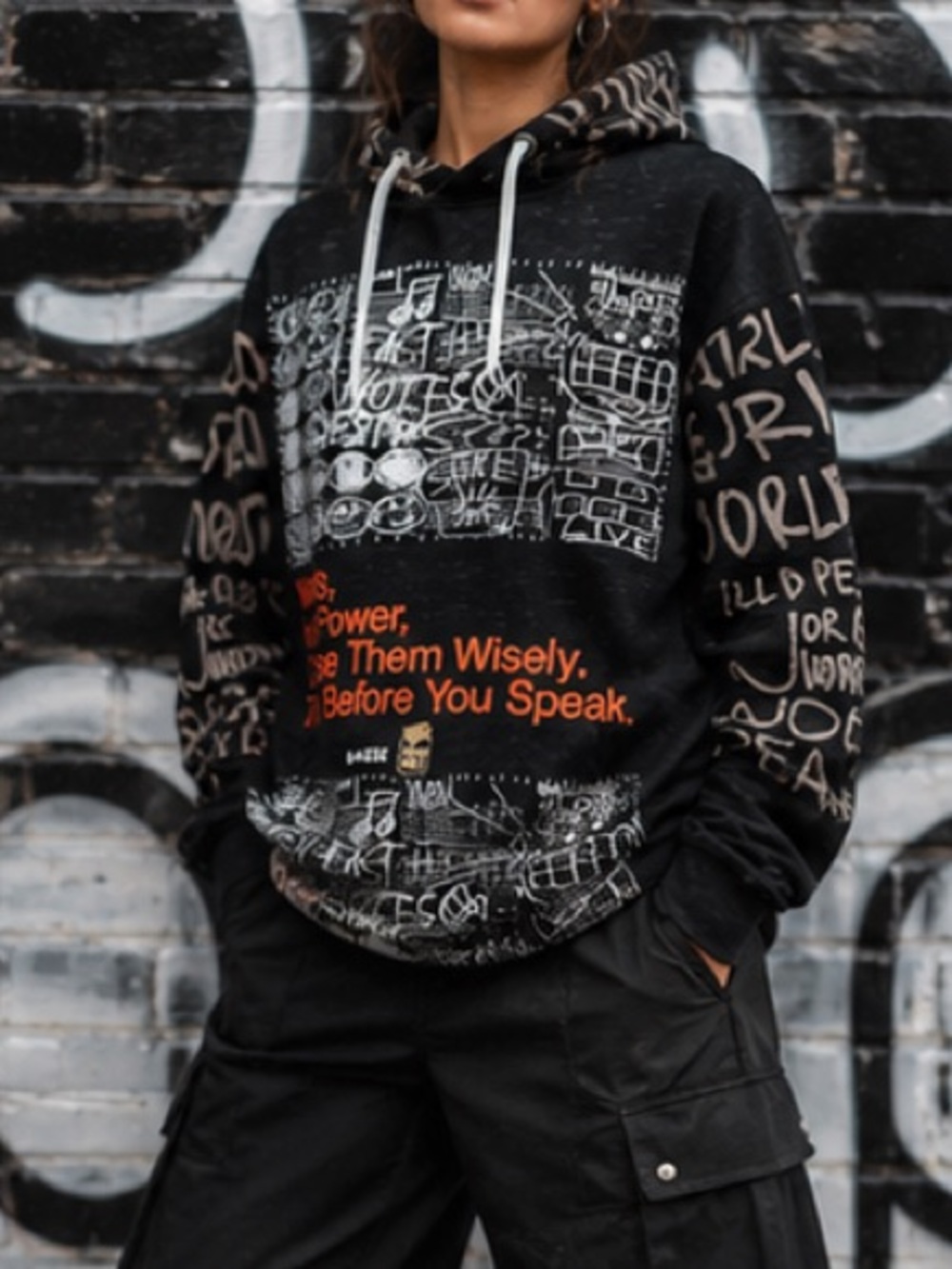 Snow Milk NEW Words Hold Power Hoodie $150. One of One Graffiti Art Streetwear M